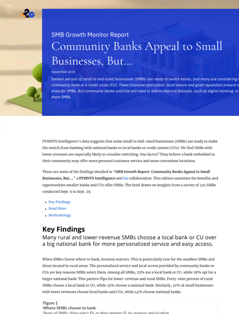 SMB Growth Monitor: Community Banks Appeal to Small Businesses, But…
